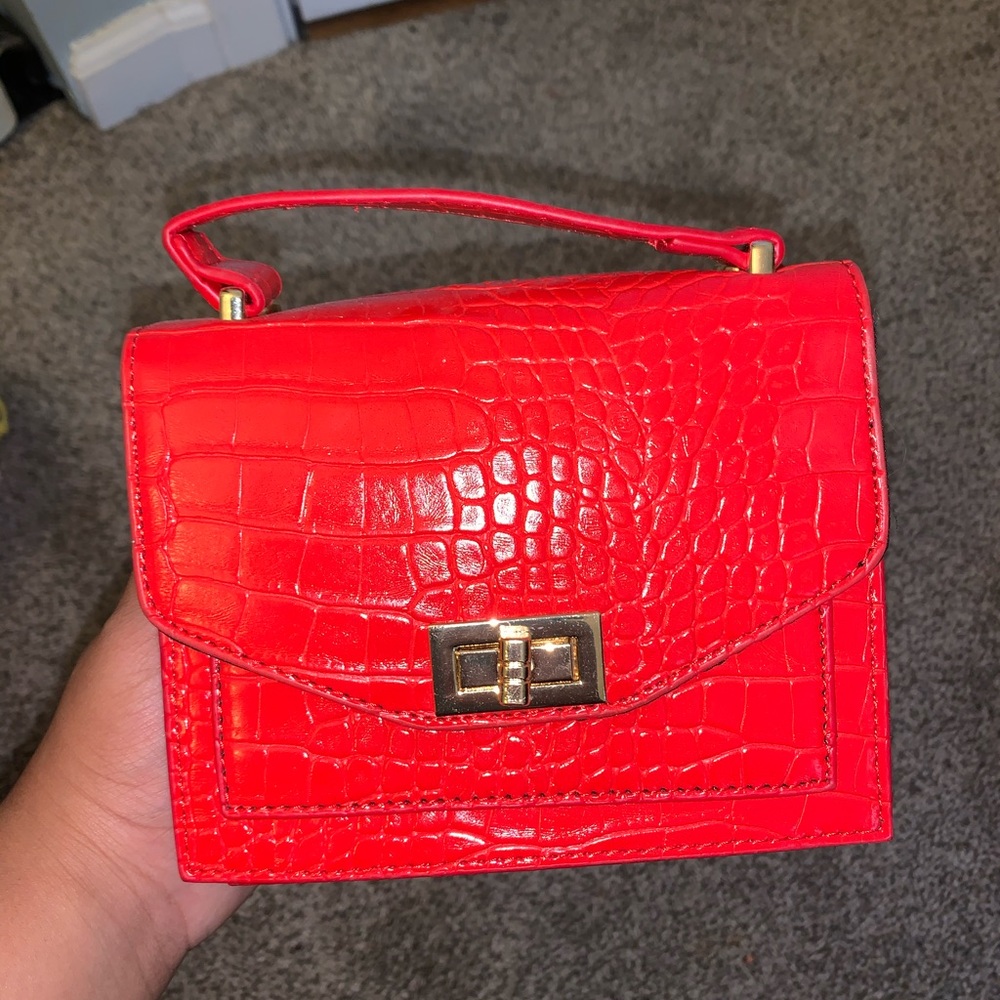 Faux croc skin red mini bag